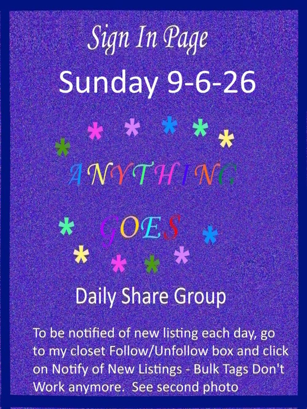 Sunday 9-6-26 Anything Goes Share Group - Part One Sign In Page - Picture 1 of 11